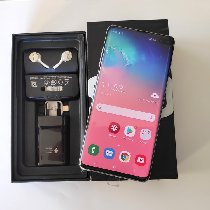 Samsung Galaxy S10 Plus 128GB Prism White, Like New with Free Case, Screen Protector & Free Shipping