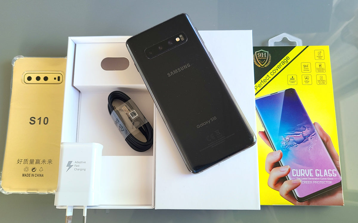 Samsung Galaxy S10 128GB 8GB SM-G973U Prism Black - New Case, Glass Screen Protector (As New)