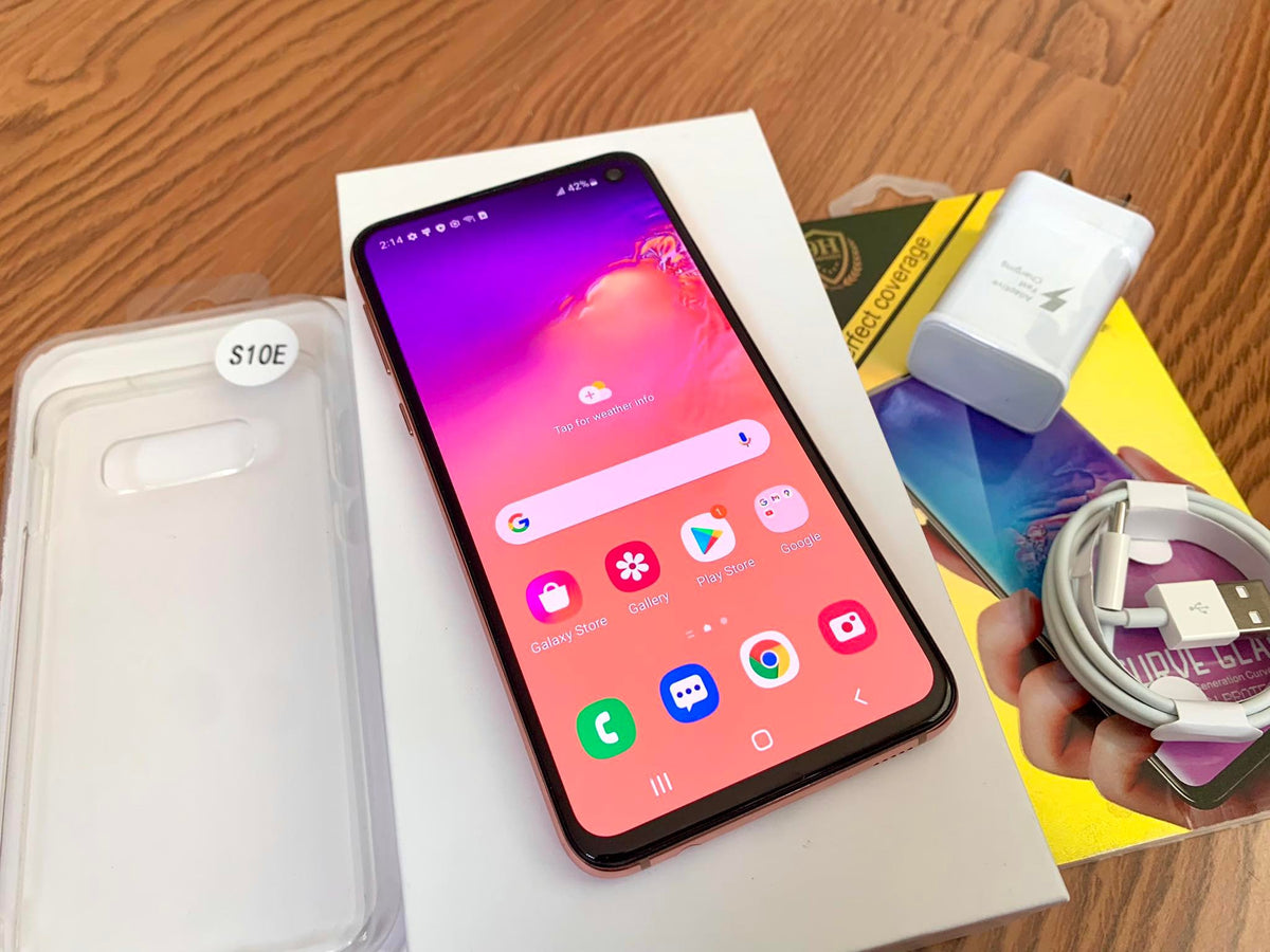 Samsung Galaxy S10e Pink SM-G970U New Case, Glass Screen Protector (As New)