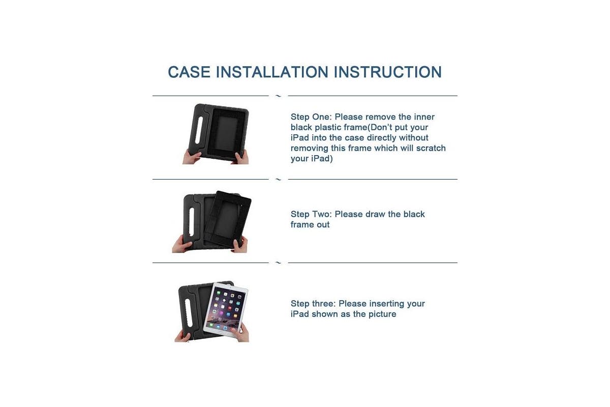 iPad 9.7 inch Shockproof Case w Handle & Stand (Black)